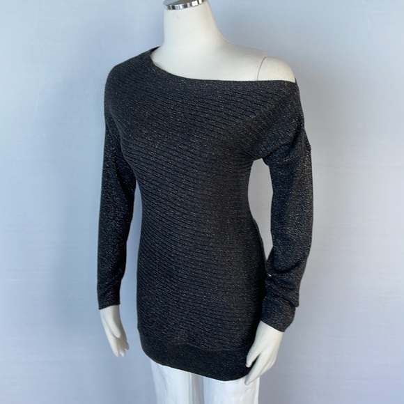 WHBM Lux Off Shoulder Tunic Sweater XSmall Gray - Picture 10 of 15